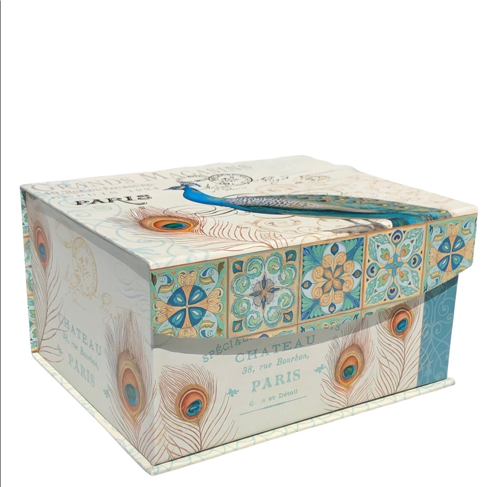 EAI Paris Majestic Peacock Flip Top Decorative Storage Box
